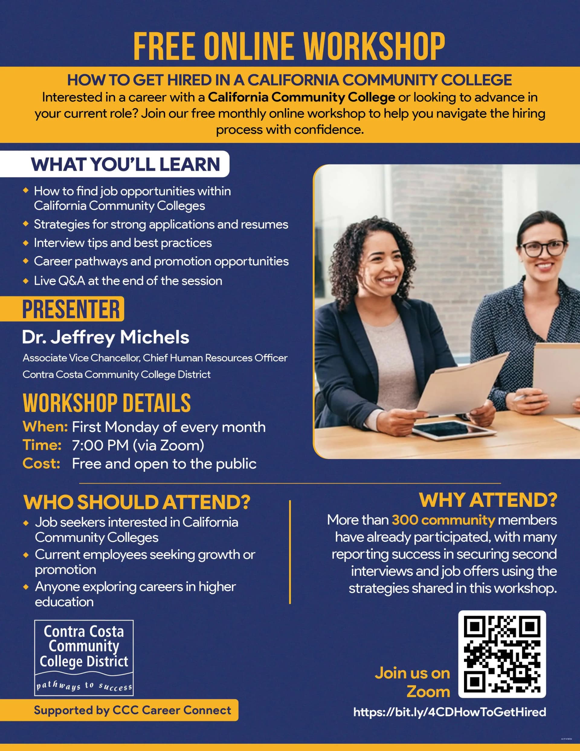 Contra Costa CCD monthly training flyer